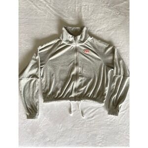 Nike Grey Retro Terrycloth Full Zip‎ Cropped Sweater Mockneck Women's Small